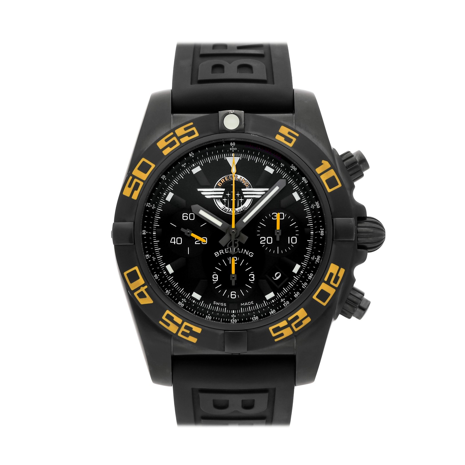 Breilting Chronomat Jet Team Limited Edition Black Steel Auto 44mm MB01109P/BD48