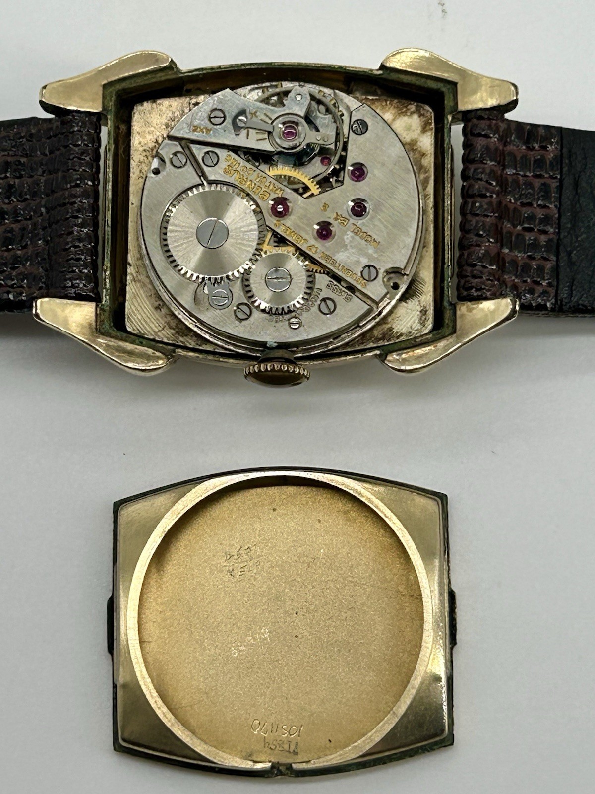 Vintage Benrus 17J Manual Wind 10K Gold Filled Horn Lug Tank Watch 26mm Runs