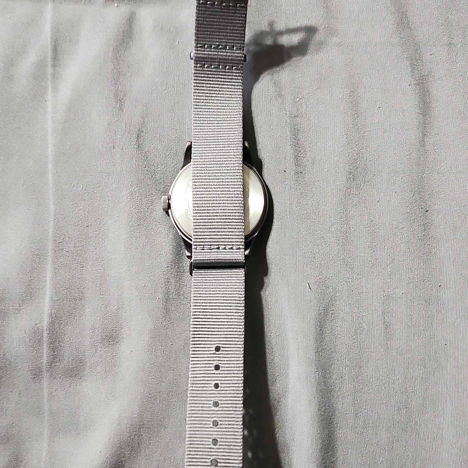 Timex Indiglo Never Worn 38mm Black SS Case Gray Nylon NATO Strap 30m