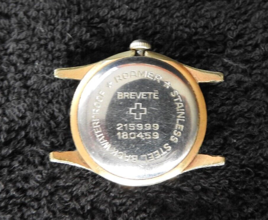 Roamer Brevete Military Watch 17j Gold Face Stainless SteelBack 215999 180459