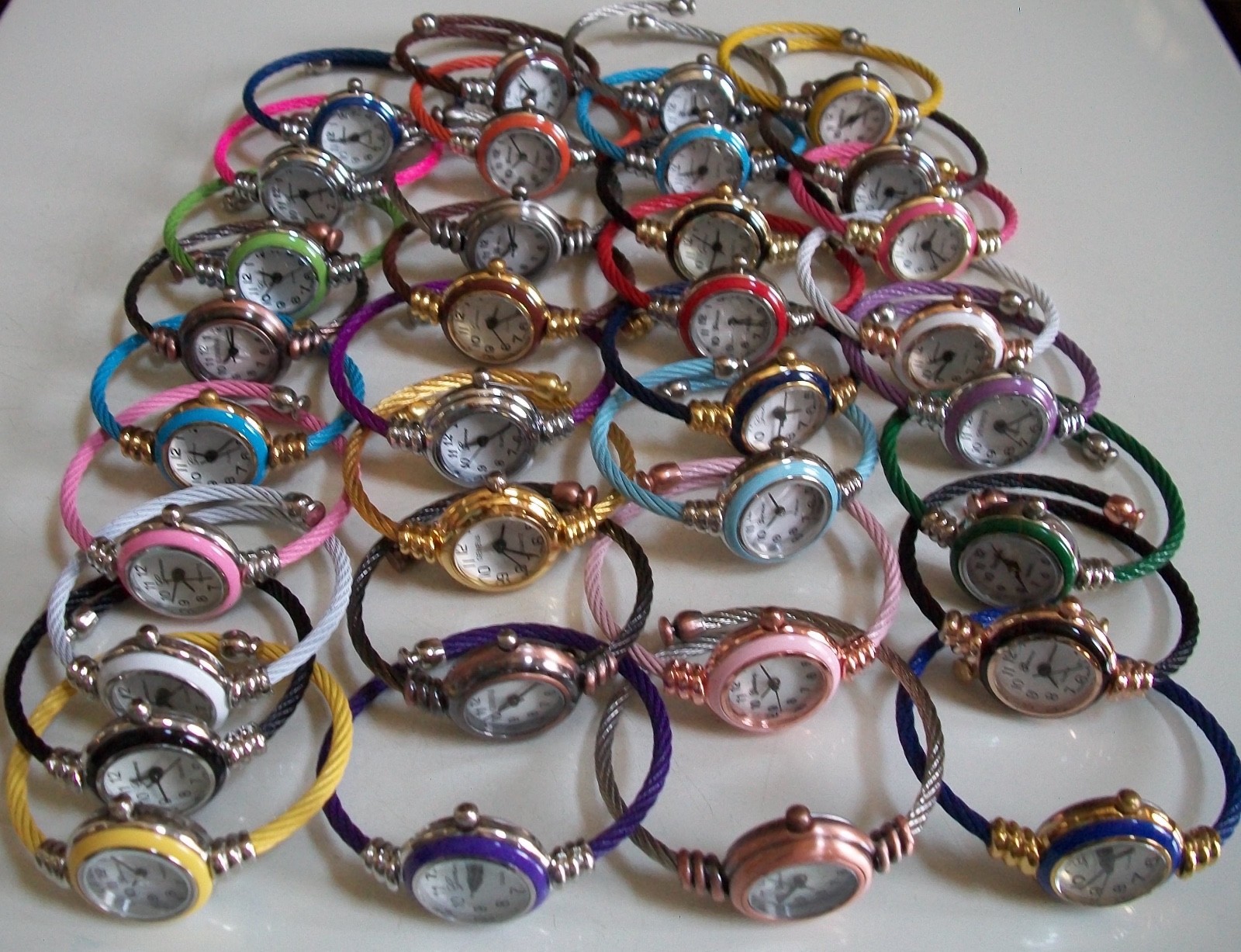 Assorted Color Number Dial Cable Band Ladies Girl’s Bangle Cuff Fashion Watch