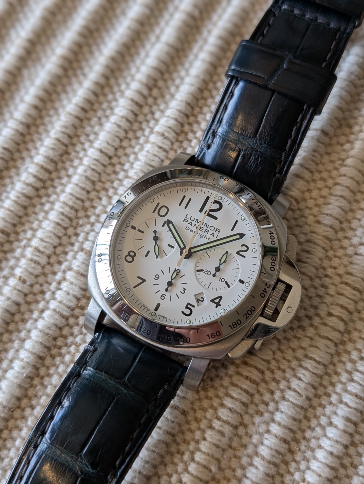 Panerai Luminor Daylight Chrono White Dial PAM00188 With Box & Papers