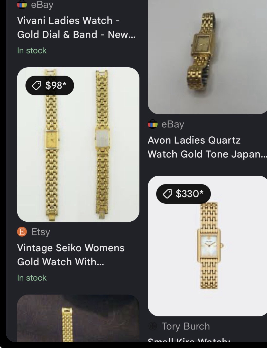 Seiko Women’s Gold-Tone Rectangular Analog Bracelet Wristwatch Base Metal