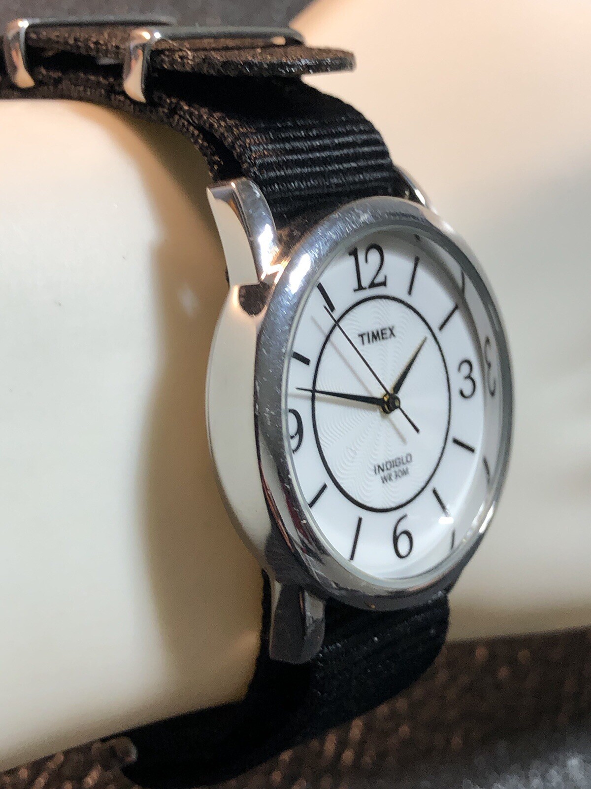Timex Indiglo WR30M 35mm Silver Tone Watch New Battery & One Piece Strap