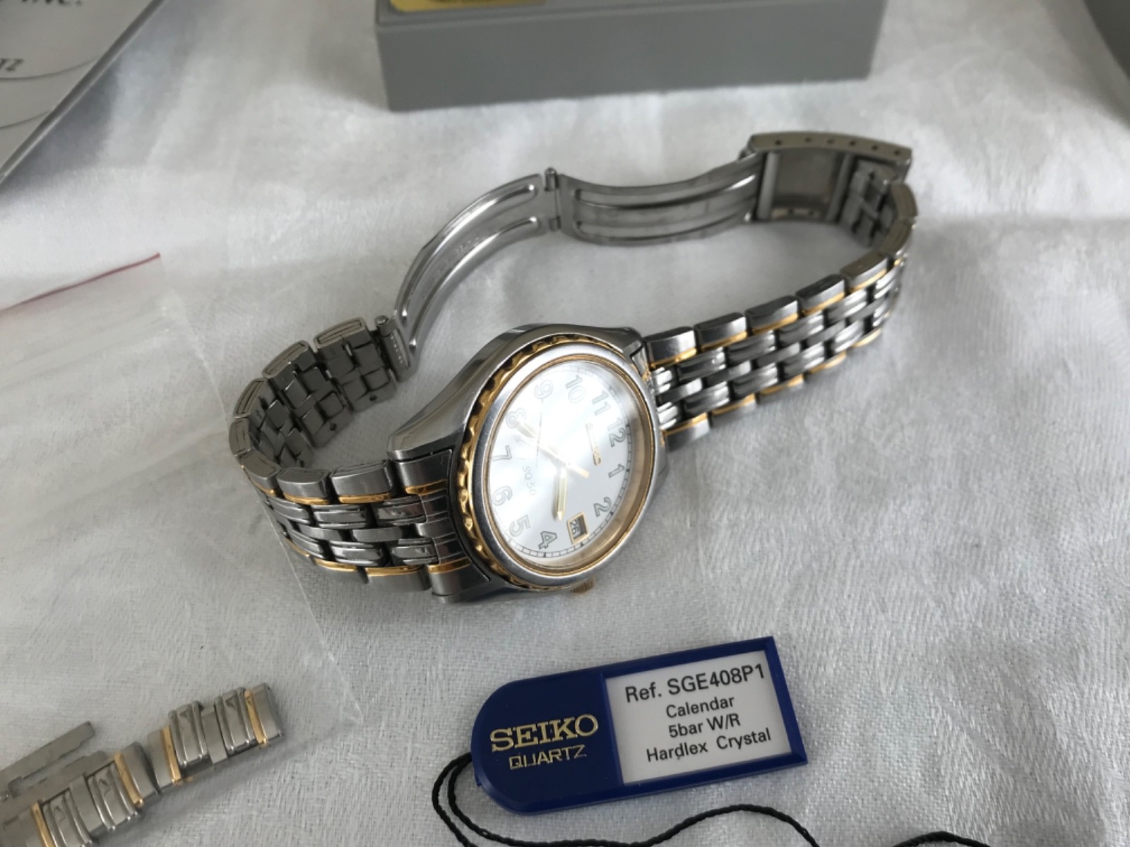 Seiko SQ 50 7N42-7820 50m WR Quartz Two-Tone Vintage Watch, New Battery