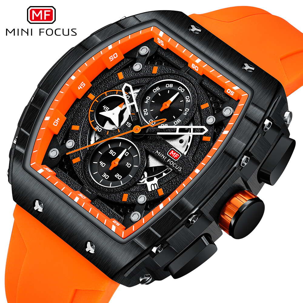 MINI FOCUS Men Watch Silicone Rectangle Date Wristwatch Military Boy Sport Watch