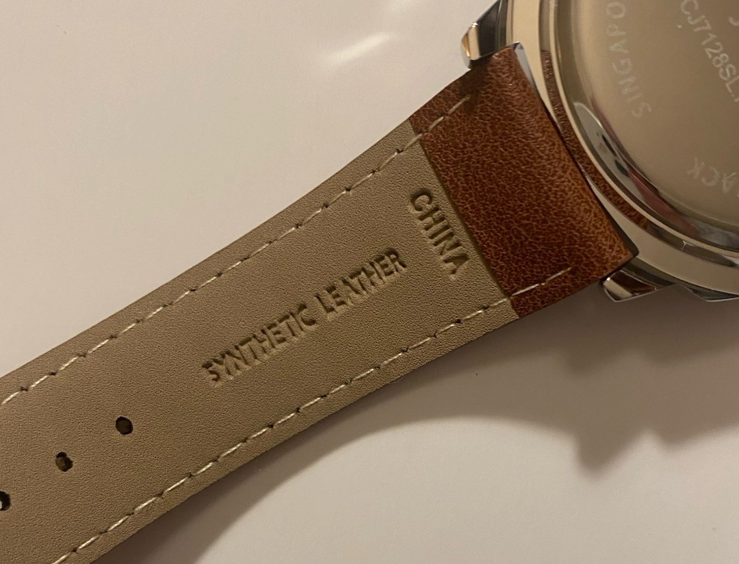 Caribbean Joe Men’s SilverTone Four Dial Watch Faux Leather Strap CJ1728SLKO NWT