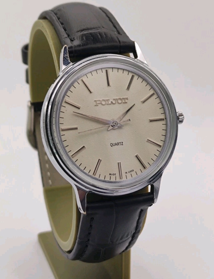 Vintage Watch Poljot Quartz 2456 Men Soviet USSR Classic 1980s Gift Classic