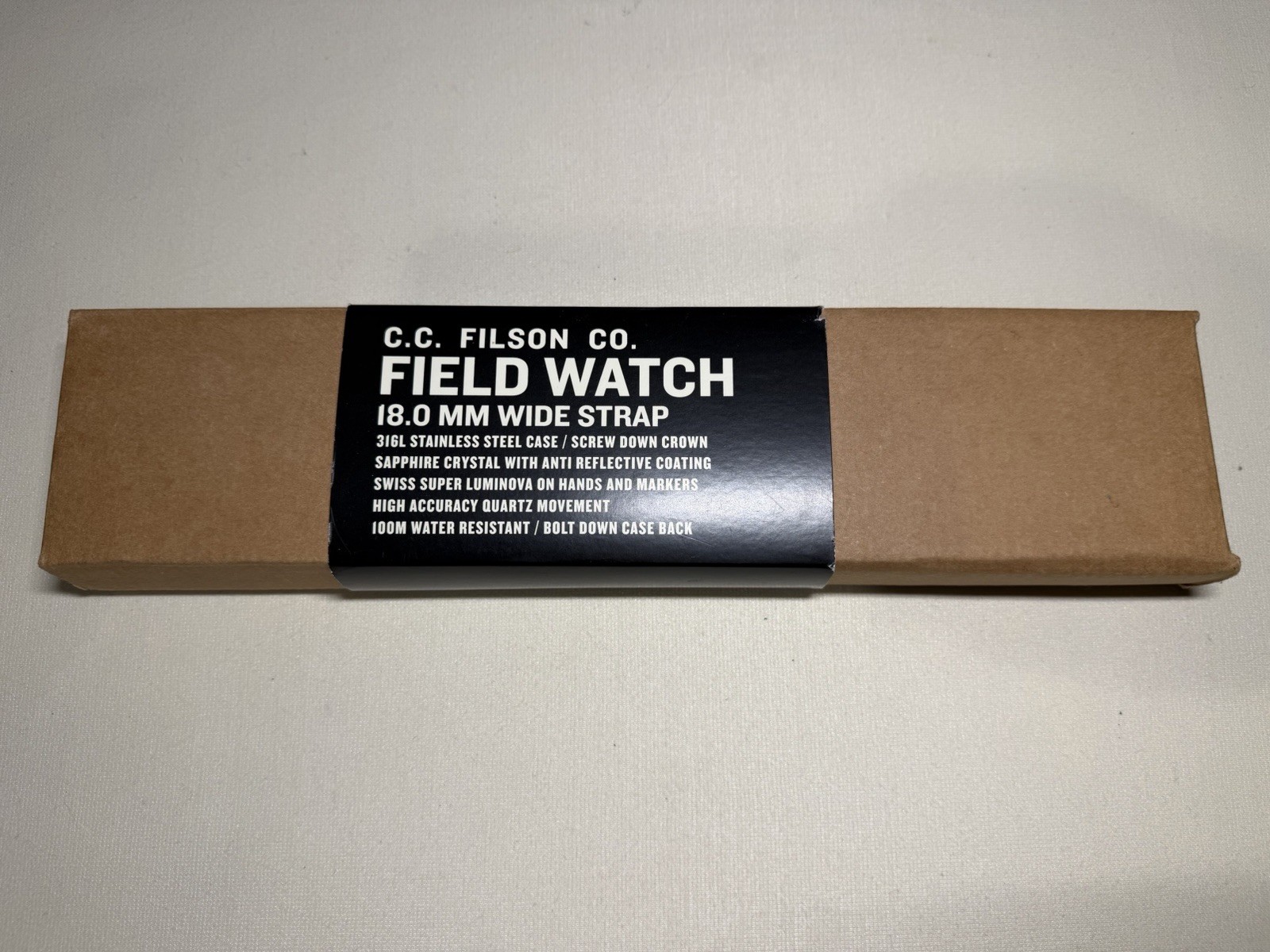 Filson Field Chronograph 43 Black PVD Bottomland G10 NATO Watch NOS Box 43mm