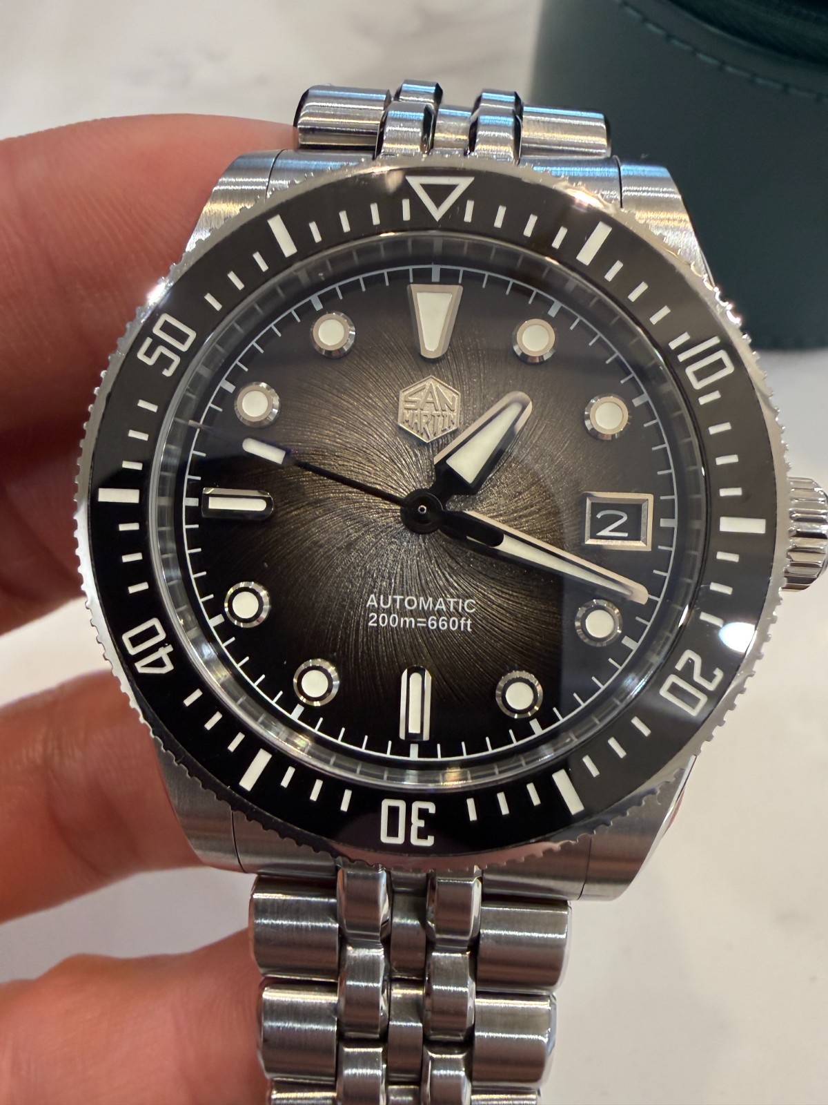 San Martin SN0148 Enamel Black Vortex – 37.5mm Automatic Watch