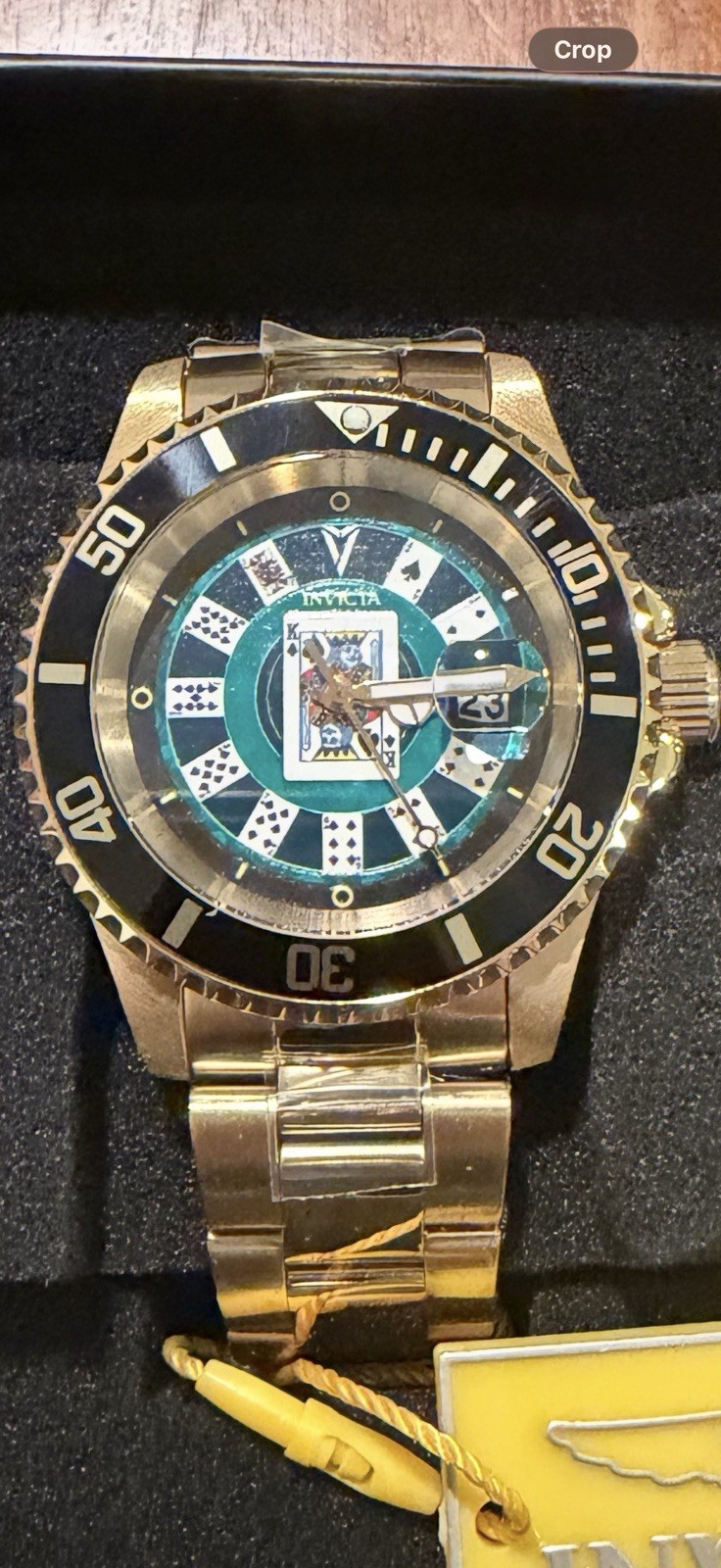 Invicta Pro Diver Men’s Quartz Date Gold/Green Playing Cards Dial Box