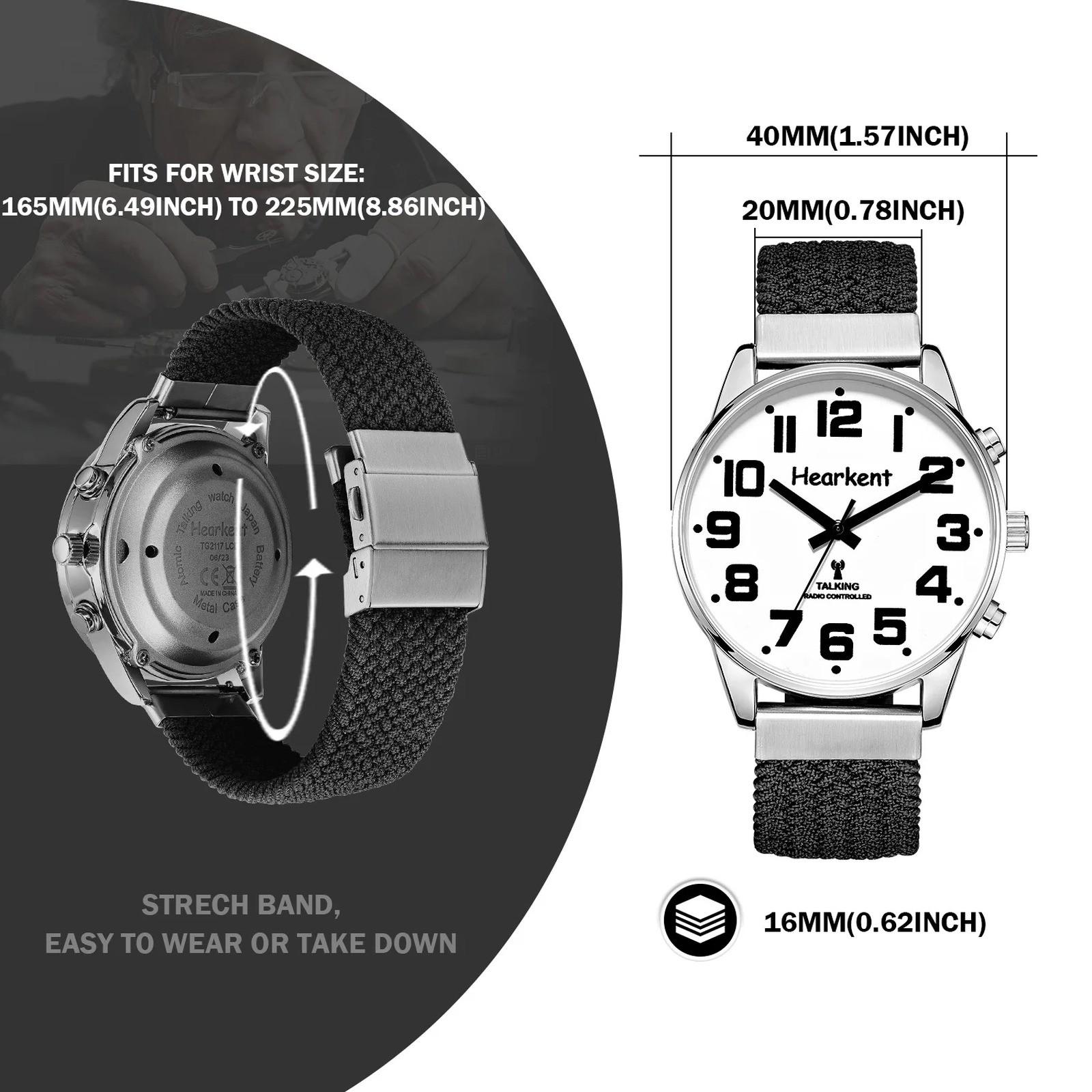 Hearkent English Talking Watch for Blind Men Visually Impaired – Alarm & Hourly