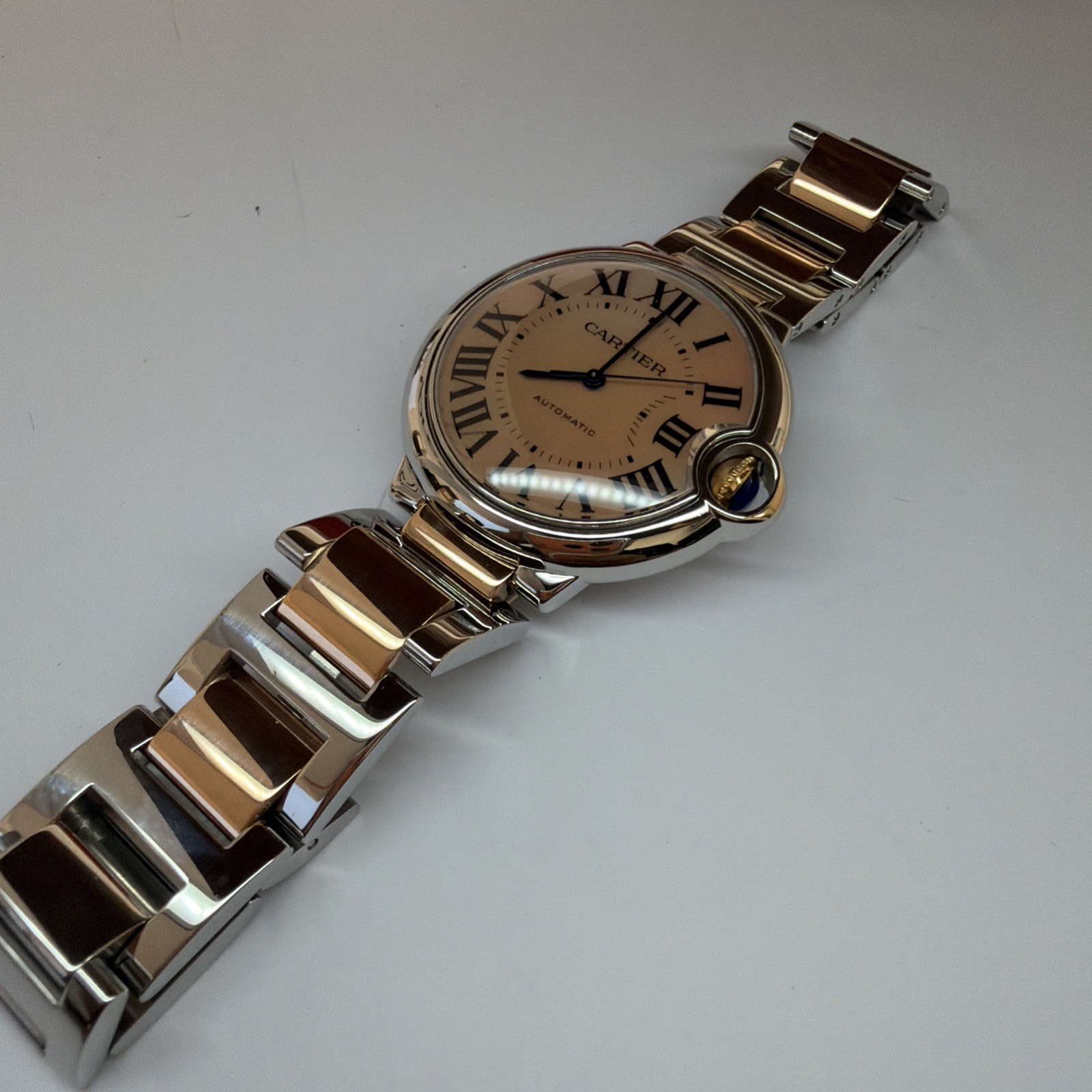 Cartier Ballon Bleu 18k Rose Gold And Stainless 36mm Pink Mop W6920033