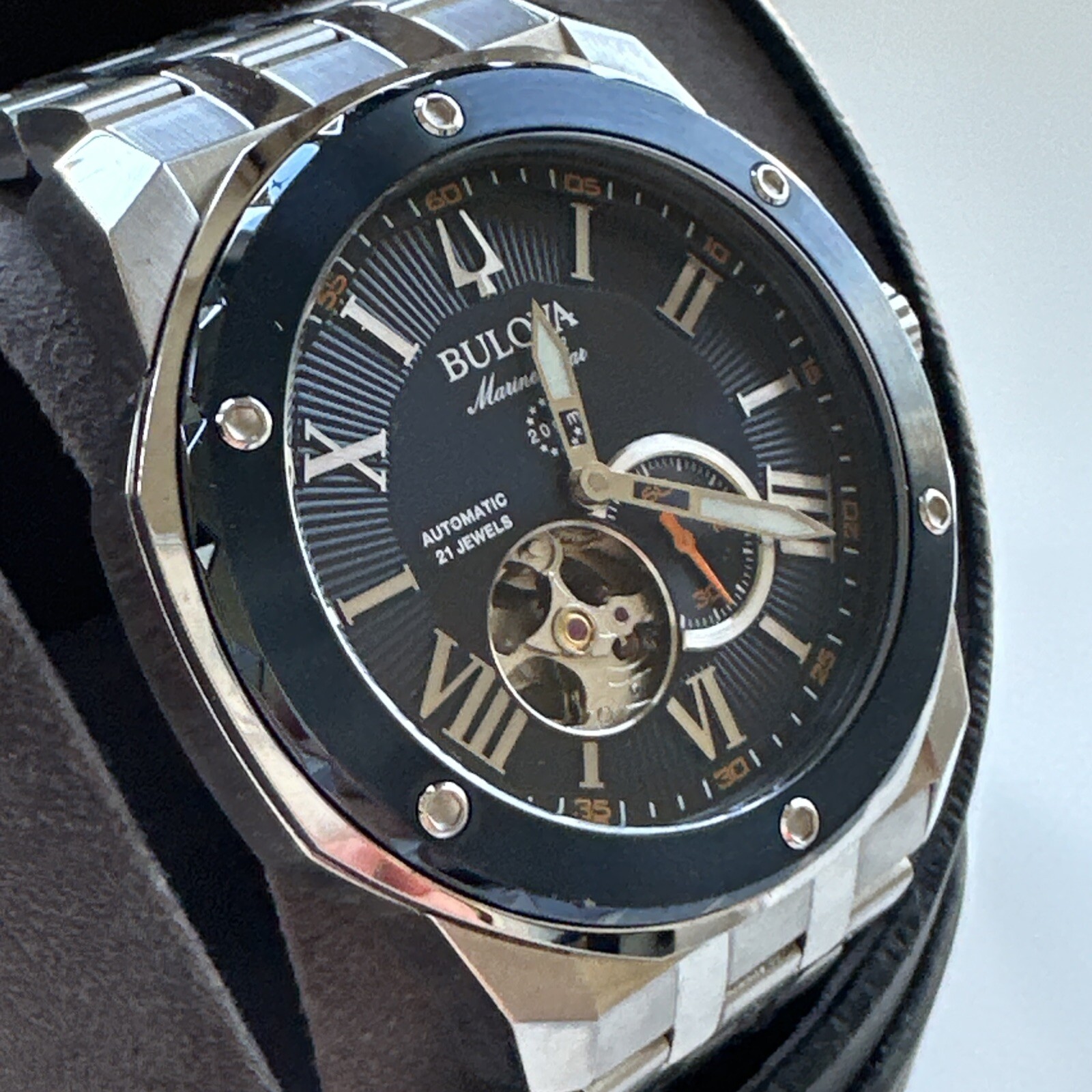 Bulova Men’s Marine Star Automatic Silver Stainless Steel Watch 44 MM 98A302