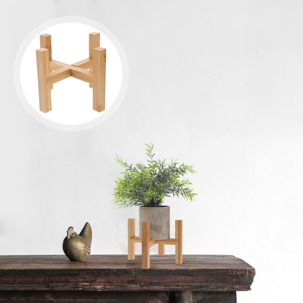 1Pcs Khaki Wooden Flower Rack Midsize Durable Flower Pot Holder
