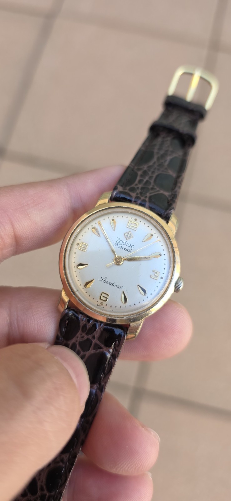 Vintage ZODIAC HERMETIC Standard Cal 60 Ref 764 Men’s 32mm Gold Plated Watch