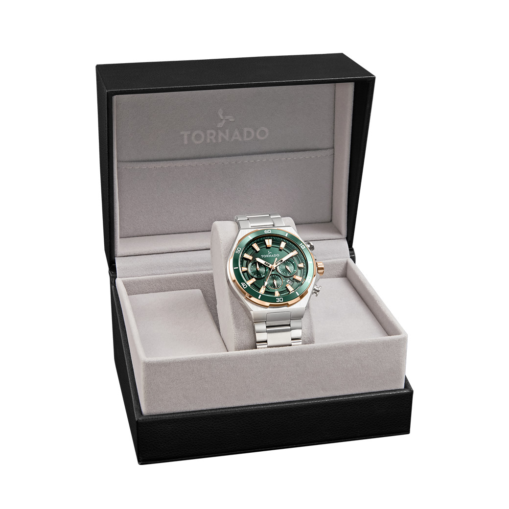 Tornado Strellar X Men’s Multi Function Watch | Green Dial, 45mm, 100 m (10 ATM)