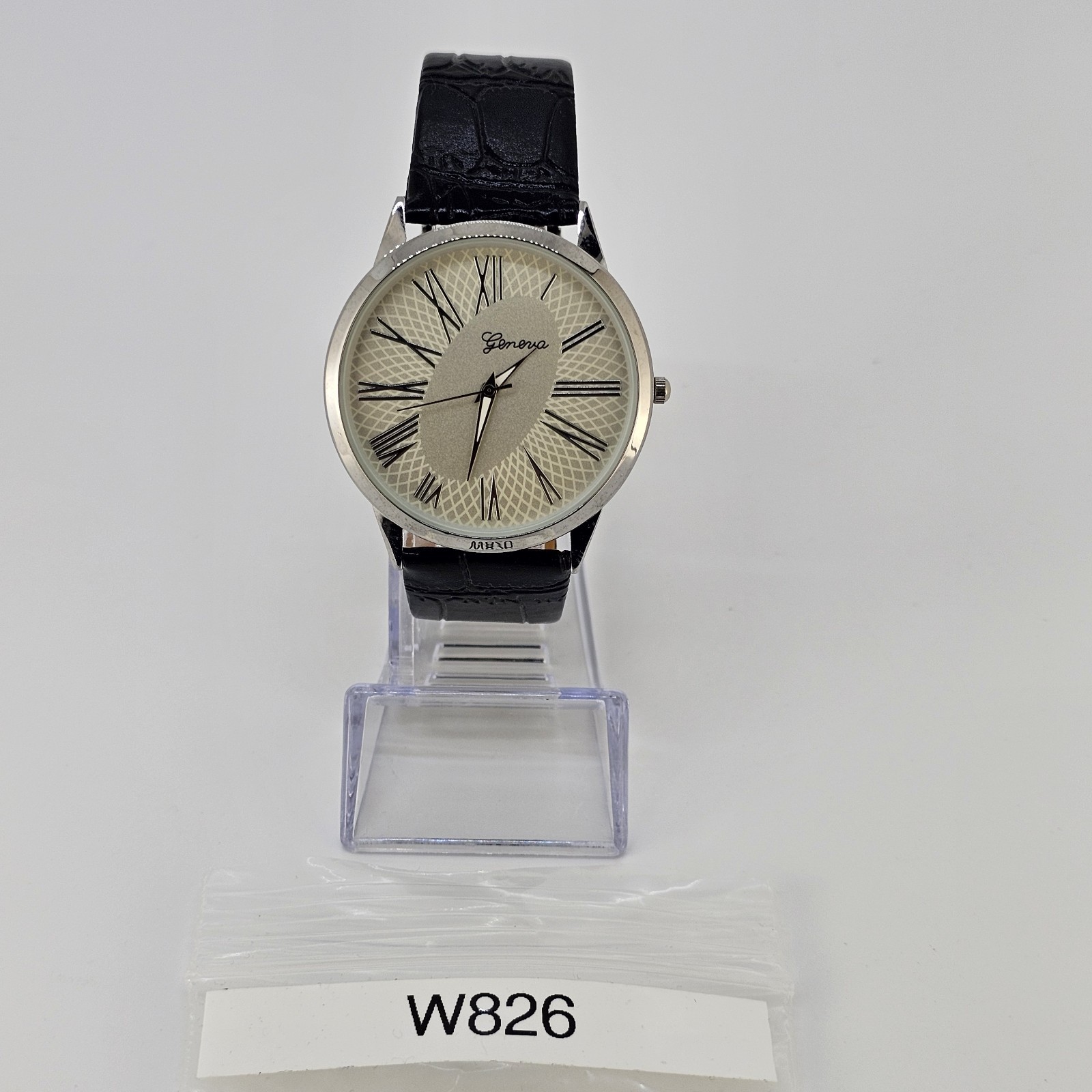 42MM Men’s Watch Roman Numerals Tan Dial Black Leather Bands New Battery