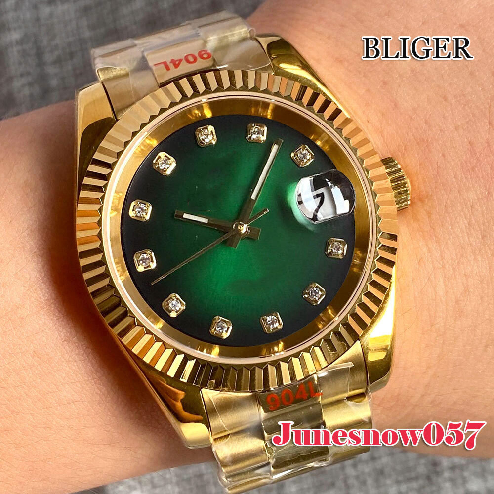 Bliger 36MM/39MM Watch NH35A Automatic For Men’s Sapphire Glass Gold Bracelet