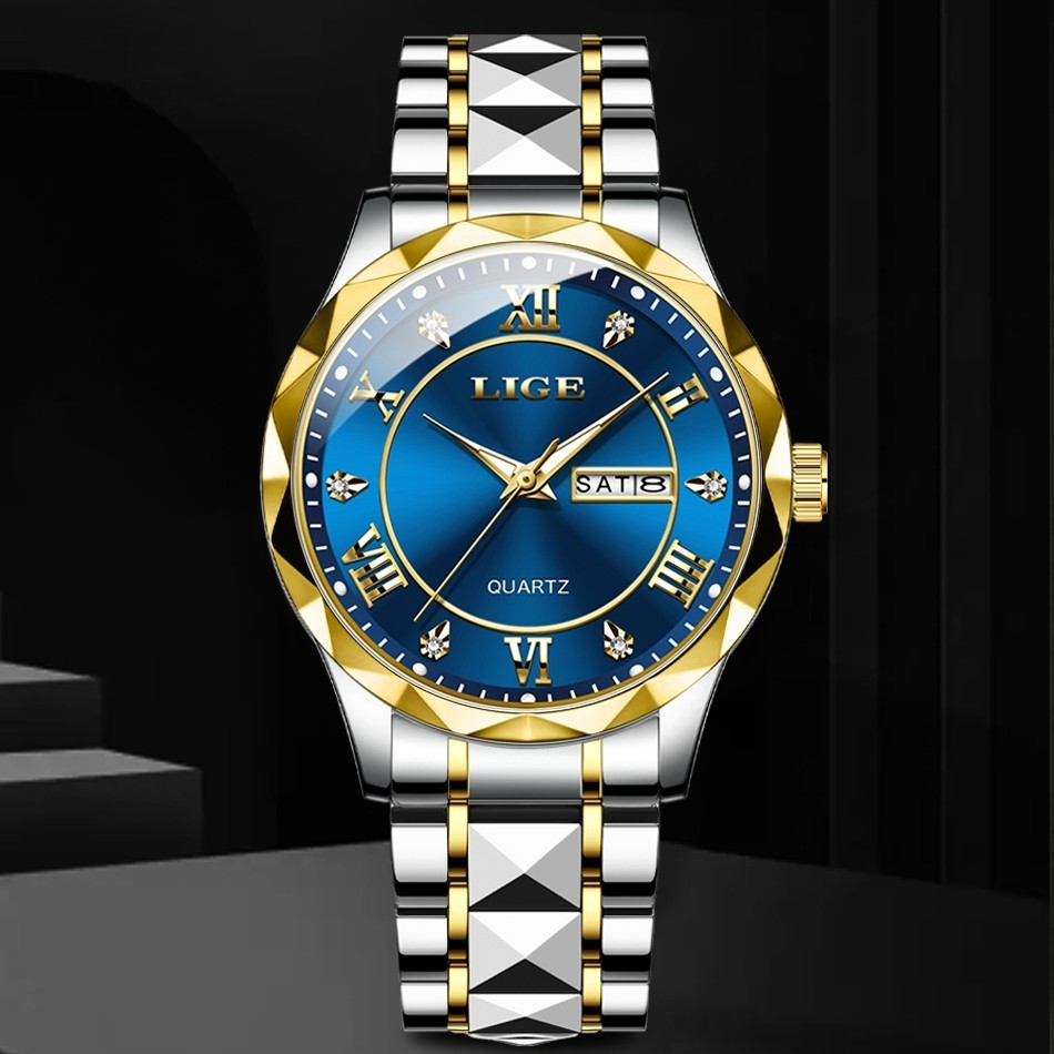 LIGE Men Watch Brand Luminous Steel Wristwatch Business Male Quartz Date Watches