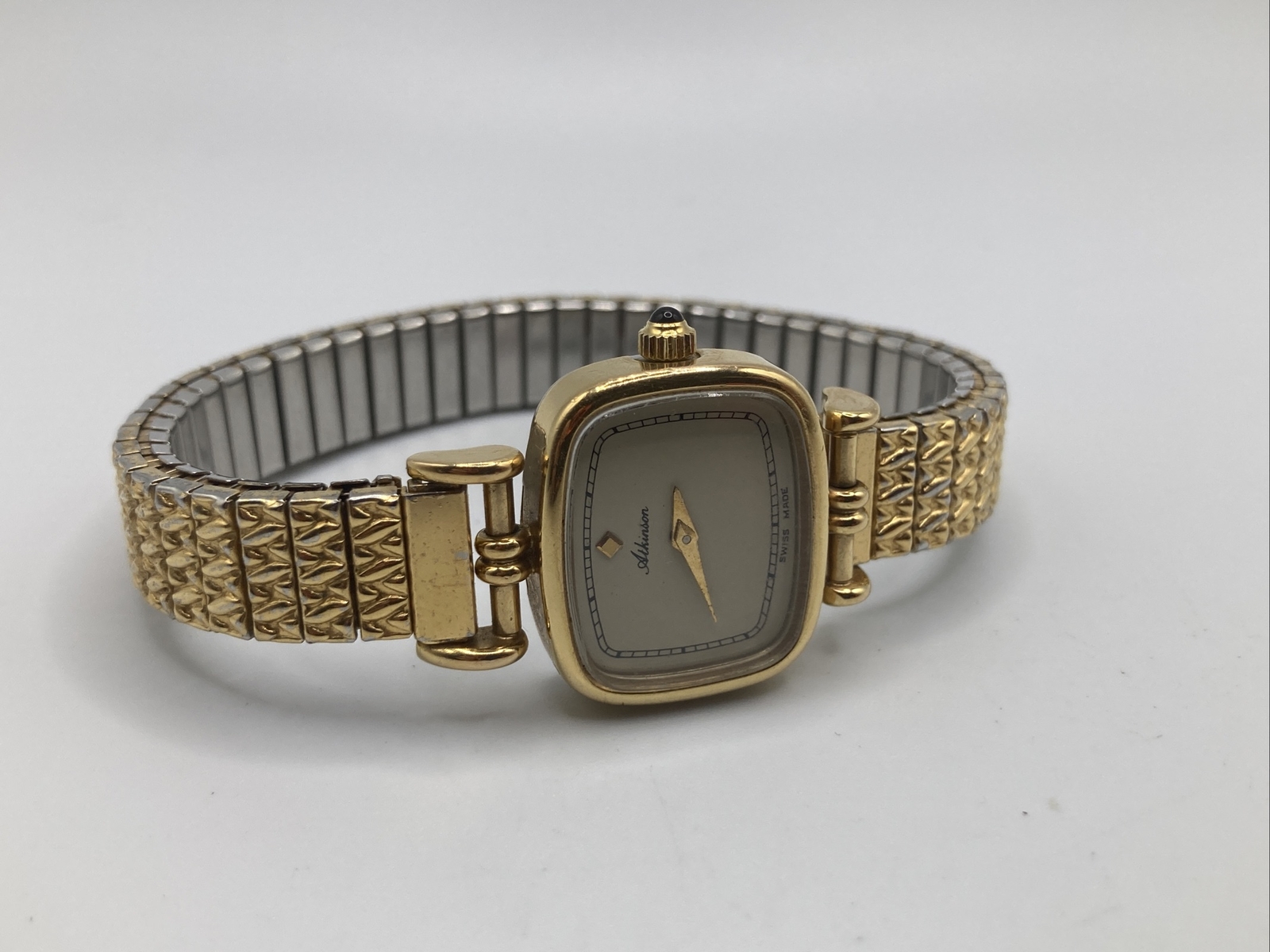 Vtg Atkinson Ladies 22mm Watch 10K Gold Plated SWISS TV Dial Mech Windup – RUNS