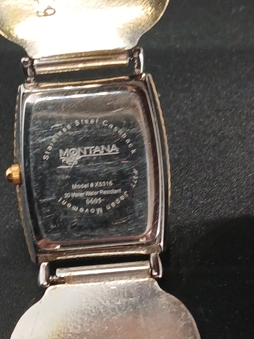 Montana Silversmiths Watch Silver And Gold With Sheep Emblem Black Leather Strap