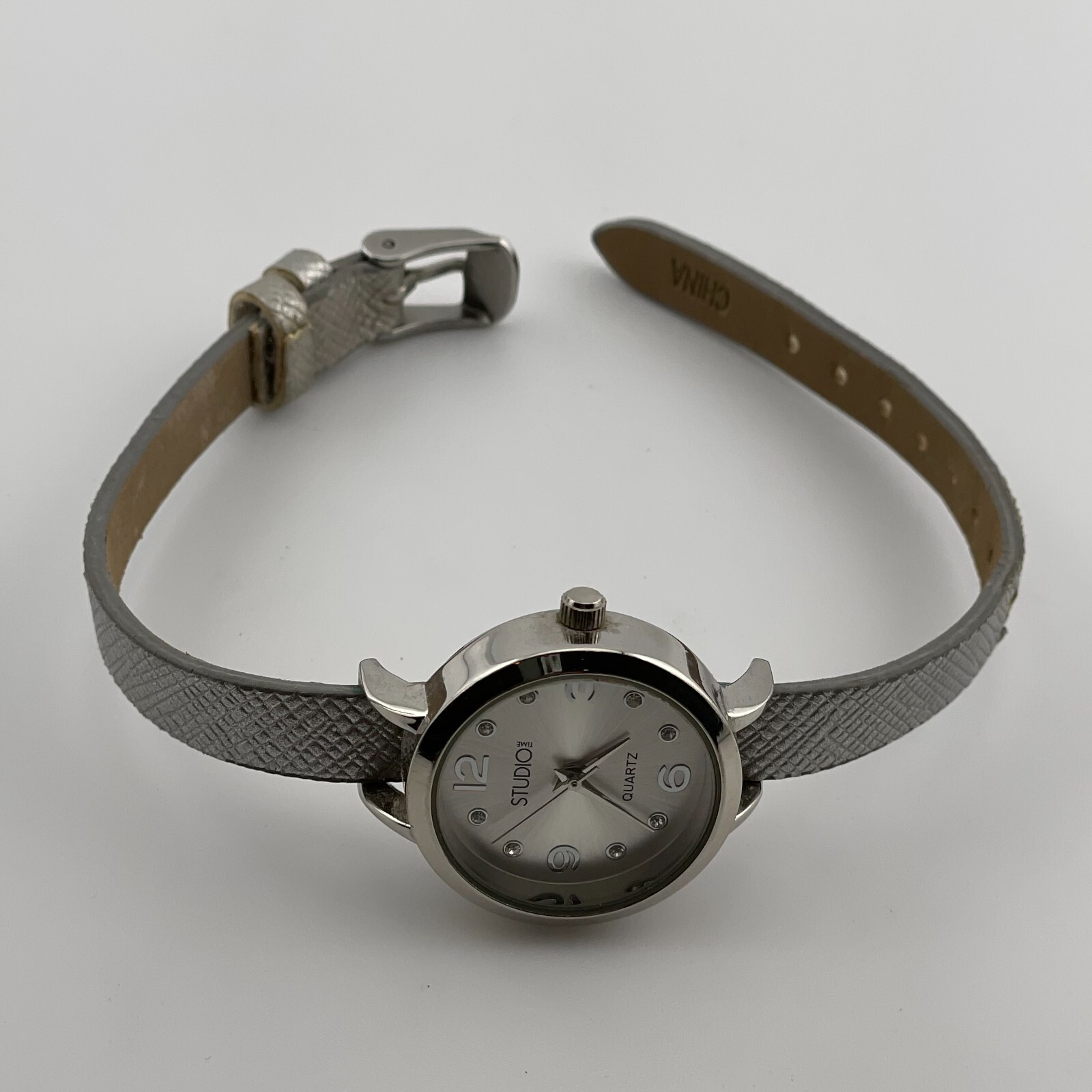 Studio Time Watch Womens 26mm Case One Piece Gray Strap Quartz Three Hands