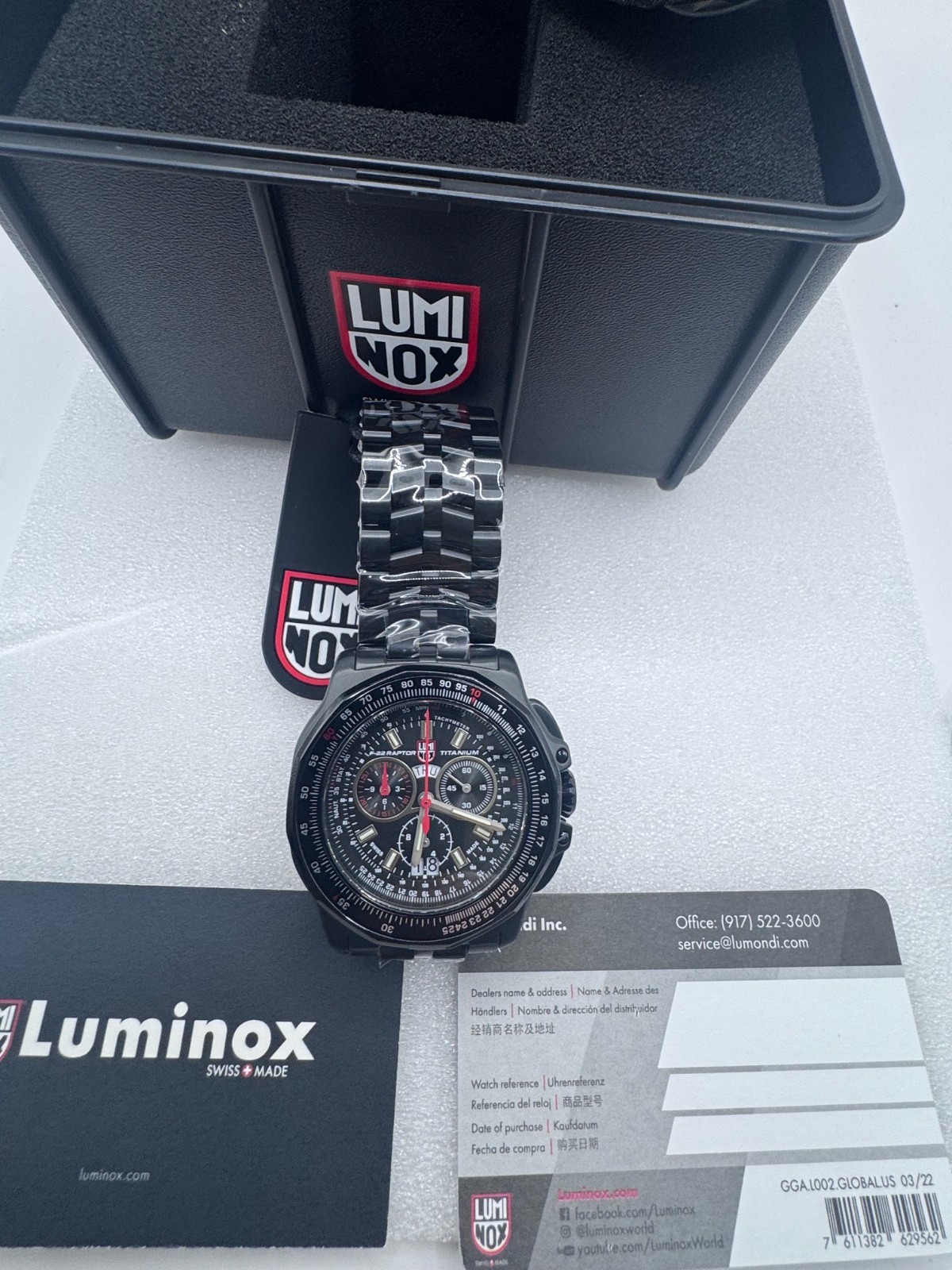 NEW Luminox F-22 Raptor Black Titanium Men’s Quartz Watch XA.9272