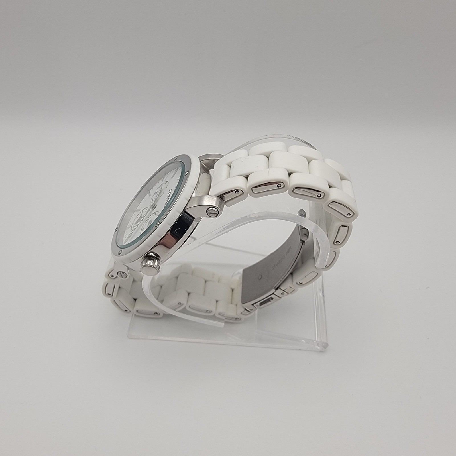 Fossil BQ9409 Watch Womens White Plastic 37mm Quartz Day Date 10 ATM