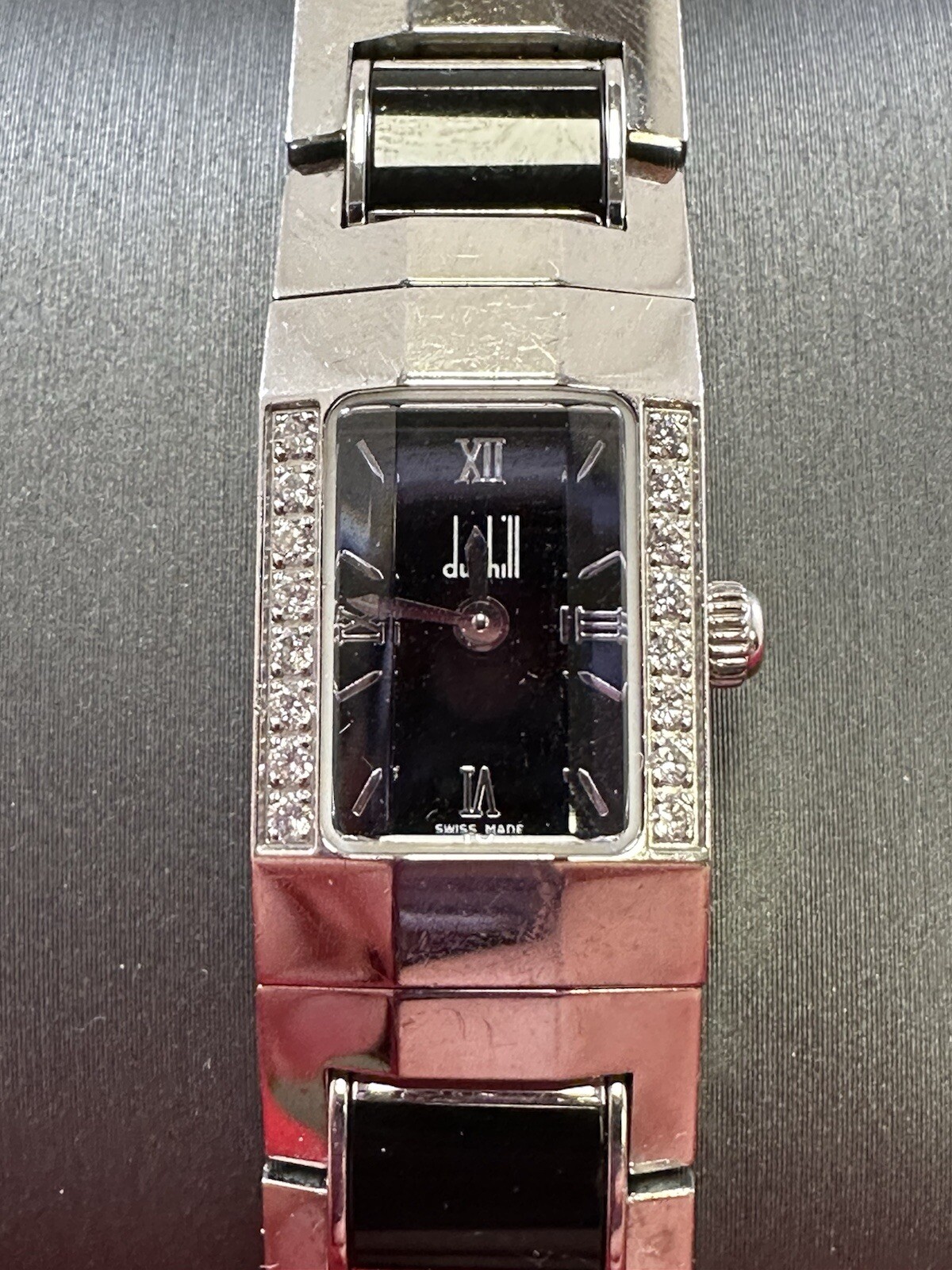 Dunhill Baby Facet DQ1996OZ Black Dial Diamond Bezel 14mm SS Quartz Watch