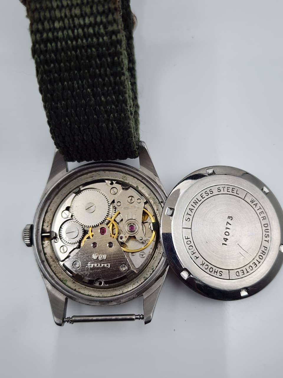 HMT Pilot Para Shock 17 Jewels Hand Winding Vintage Men’s Watch Green Dial Man