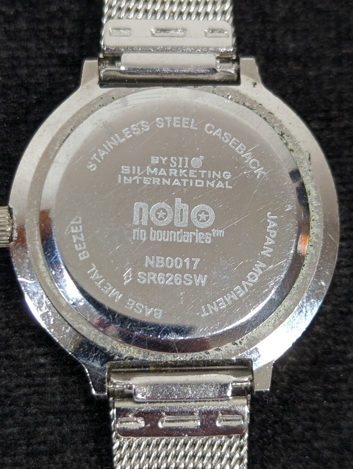 No Boundaries Womans Blue Purple Round Silver Tone Case Mesh Band Watch