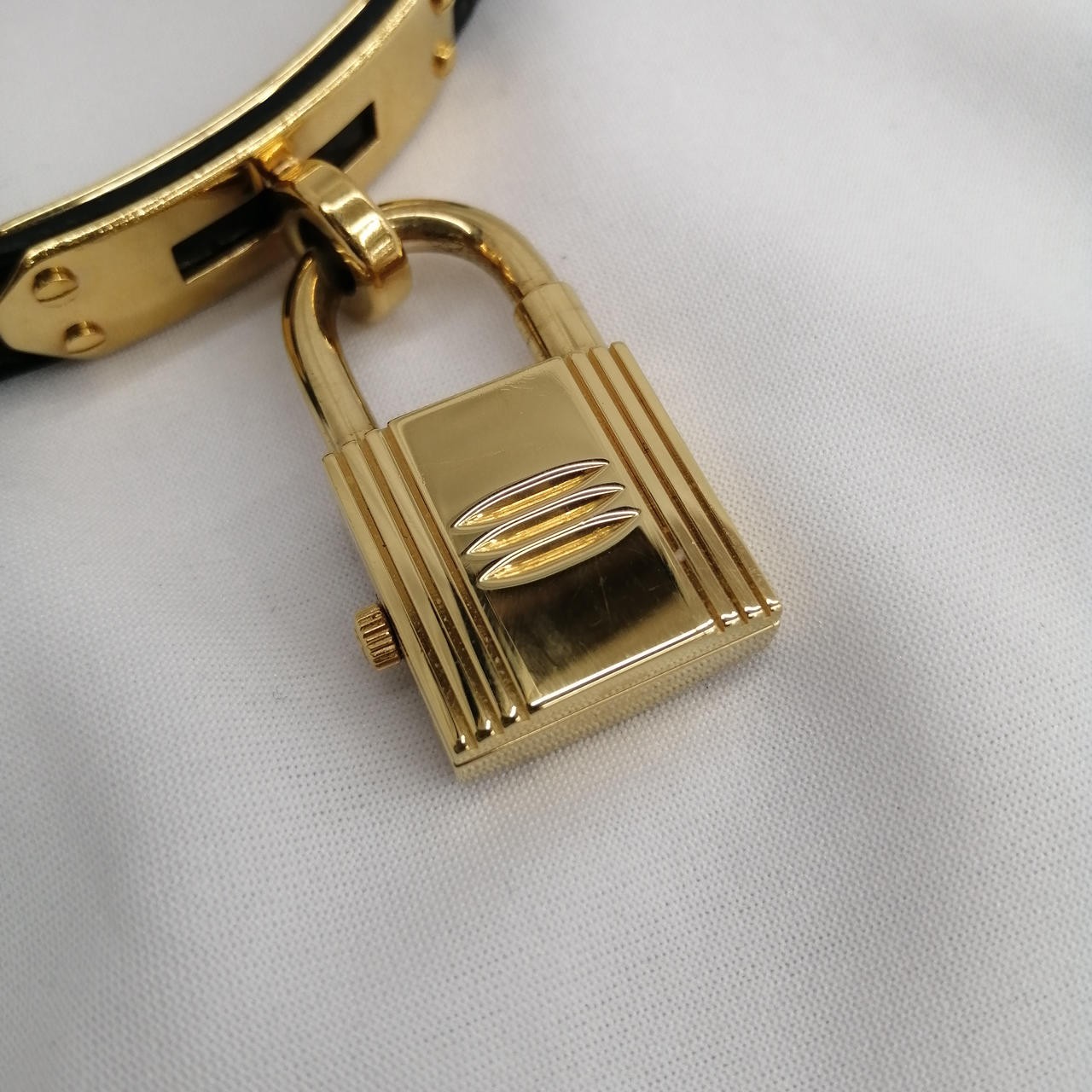 [A4N] Hermes Kelly Watch P10 Gold Plated Leather Quartz Ladies [b9x]
