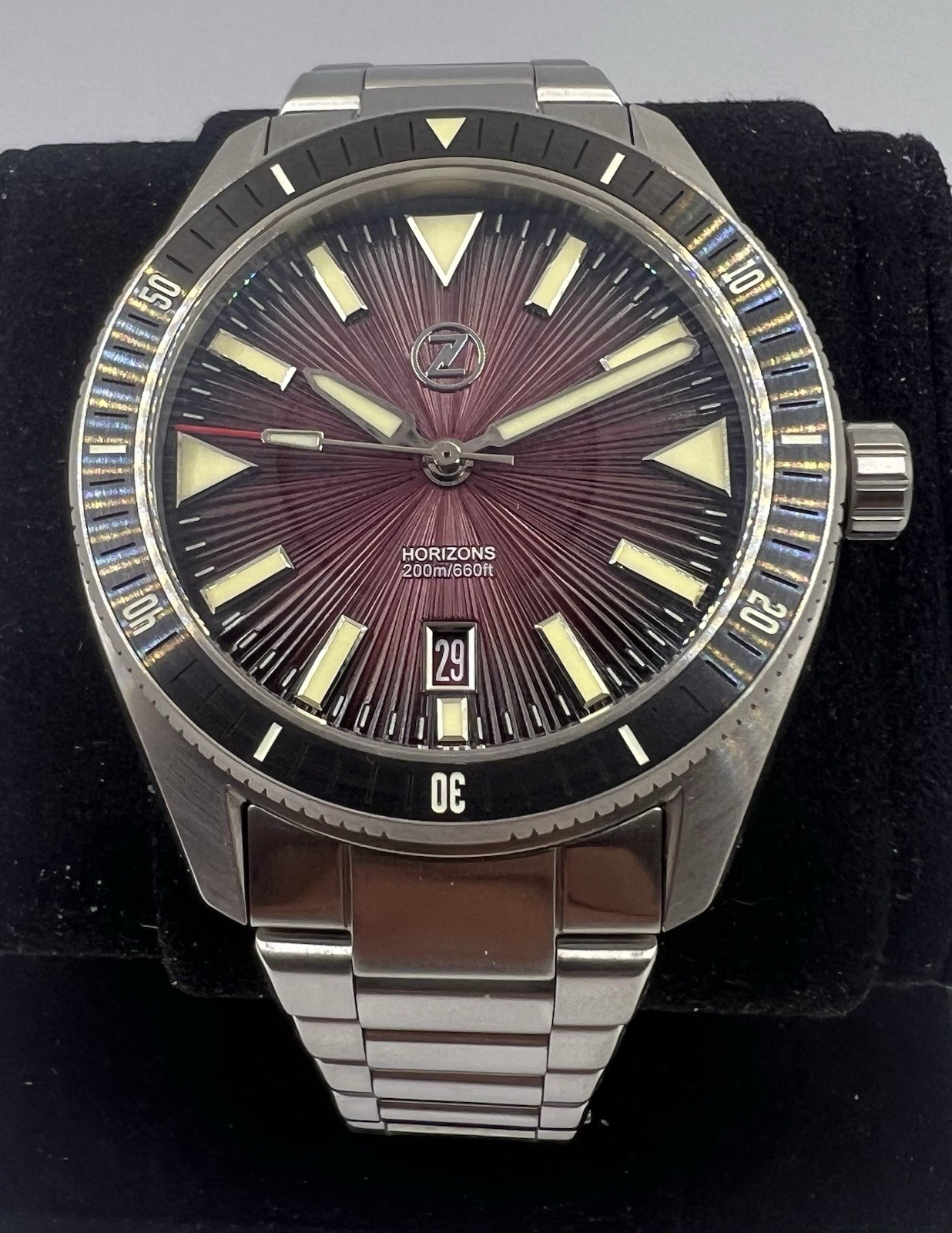 Zelos horizons 43mm SS Burgundy