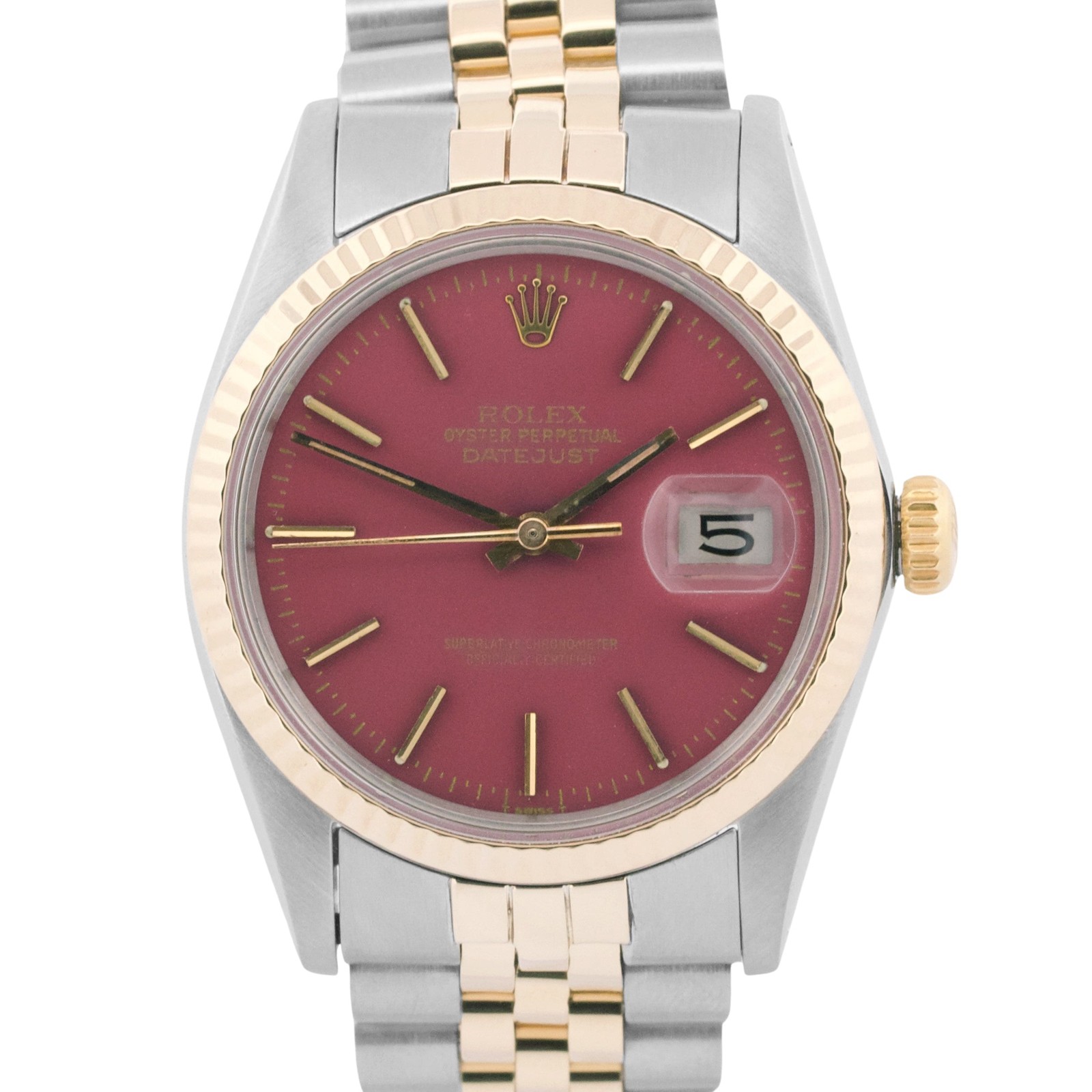 VINTAGE Rolex DateJust PURPLE 14K Gold Stainless Steel JUBILEE 36mm 16000 Watch