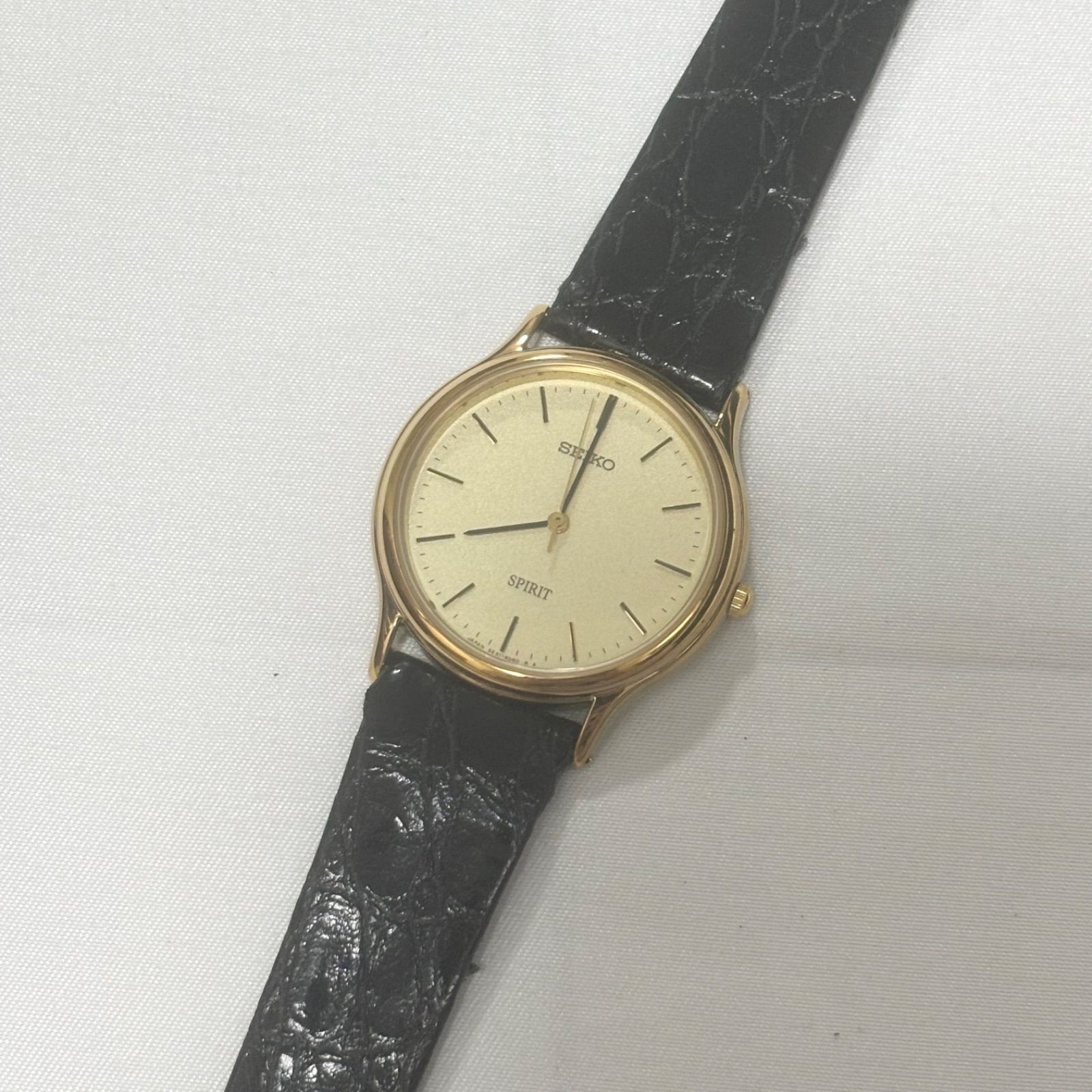 SEIKO SPIRIT 5E31-6040 Ivory Black Quartz Watch Battery Dead