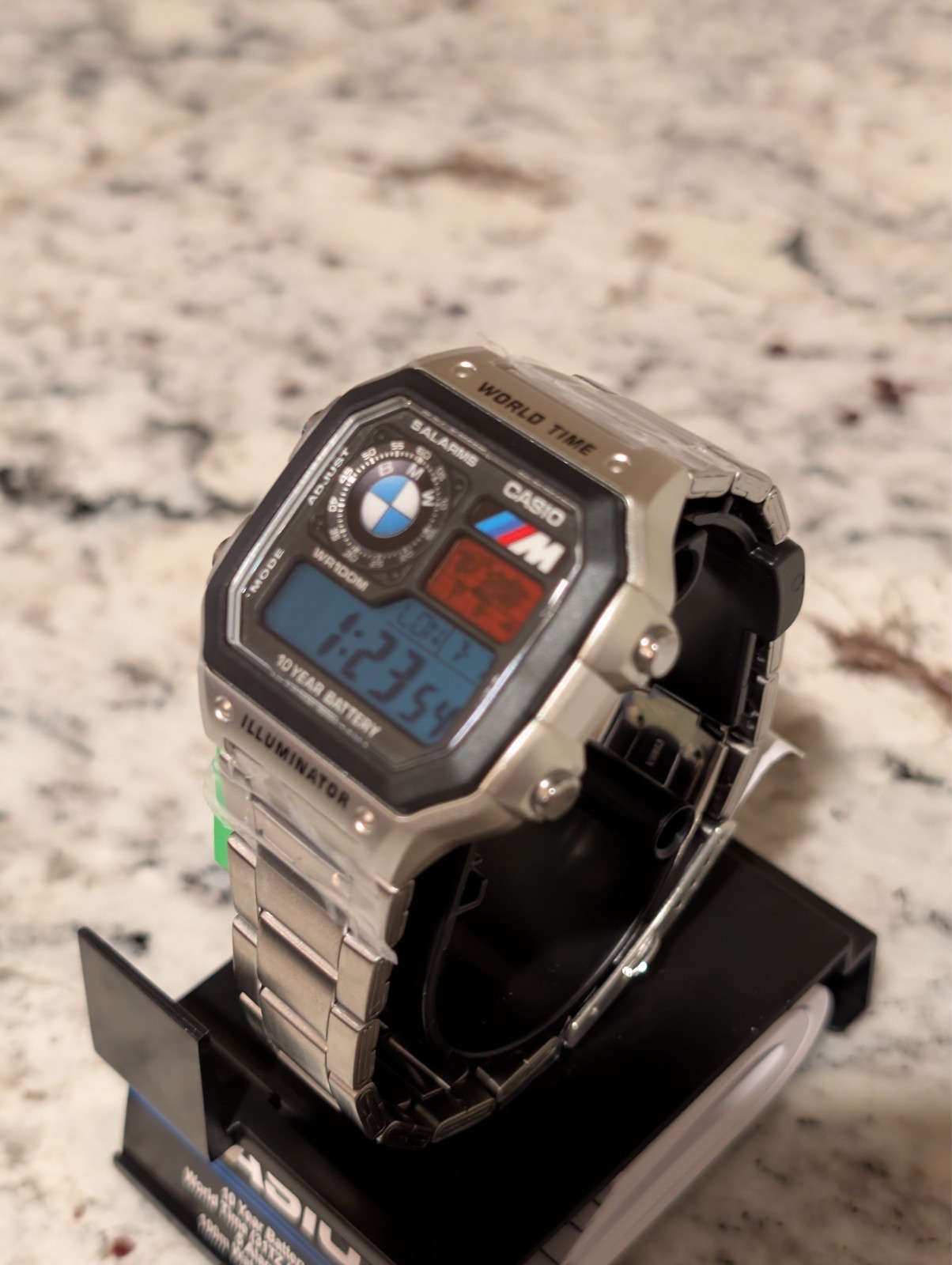 Custom Casio AE1200 WHD Watch, Luxury car Inspired Blue Red Filters