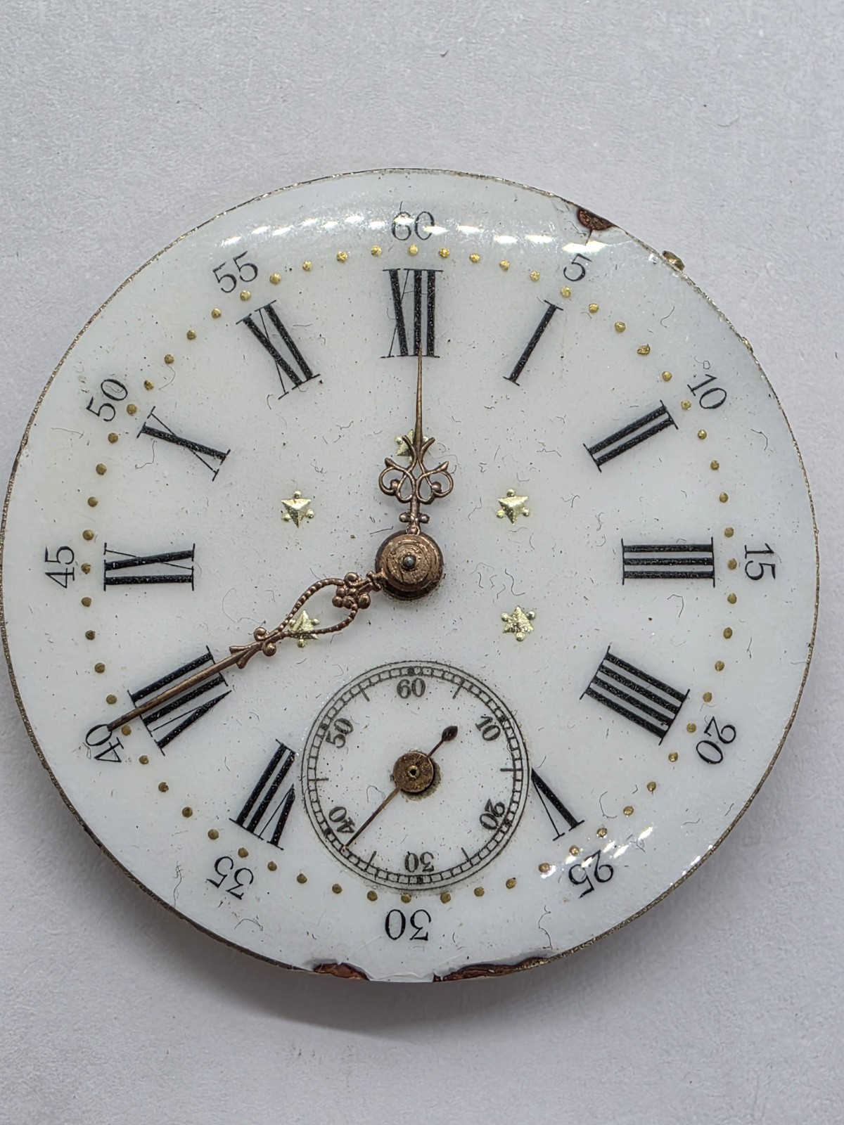 Vintage Pocket Watch Movement Cylinder Sub Second Hands Good Balance Main Spring