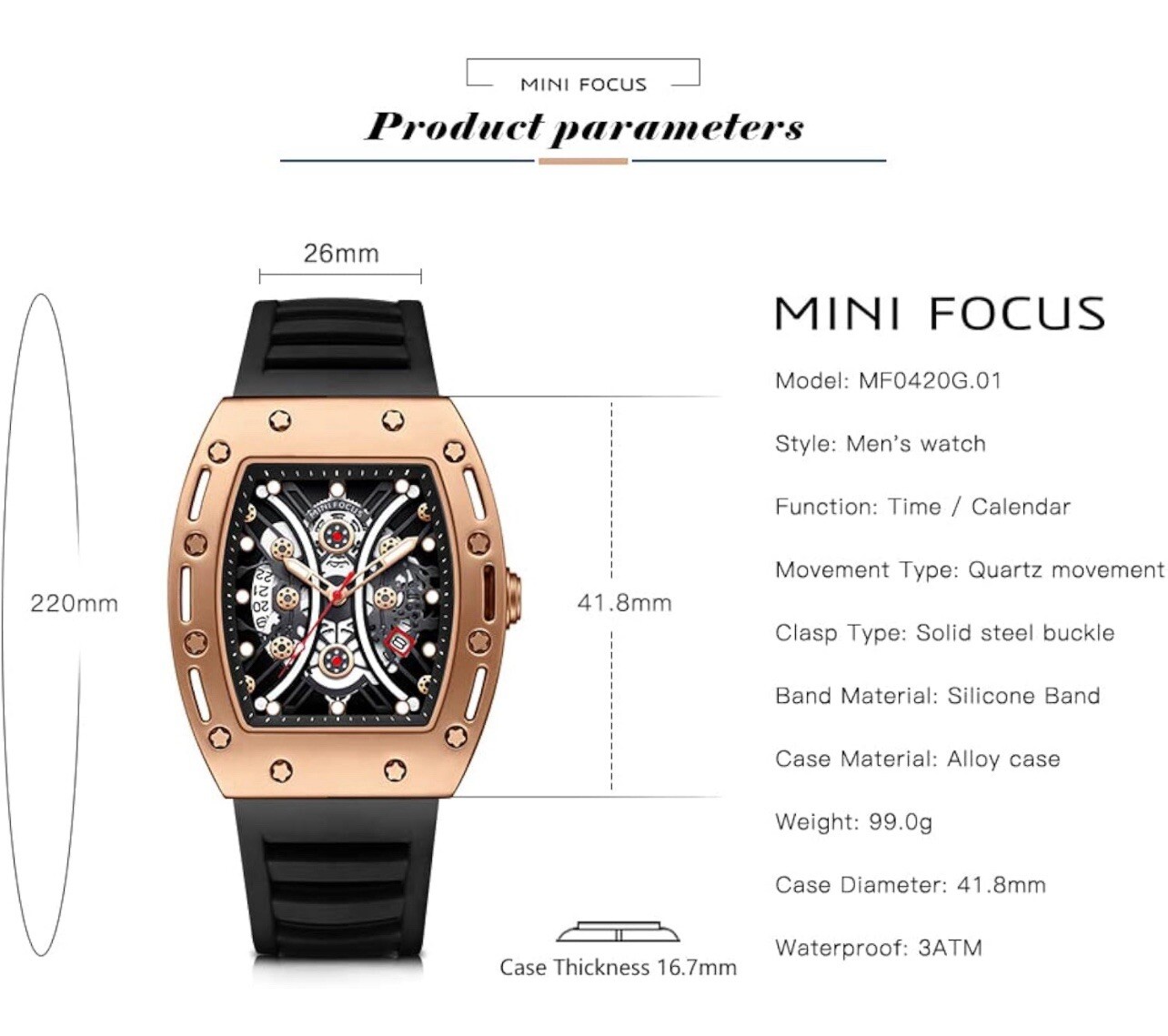 Luxury Skeleton Watch Piece | Rose