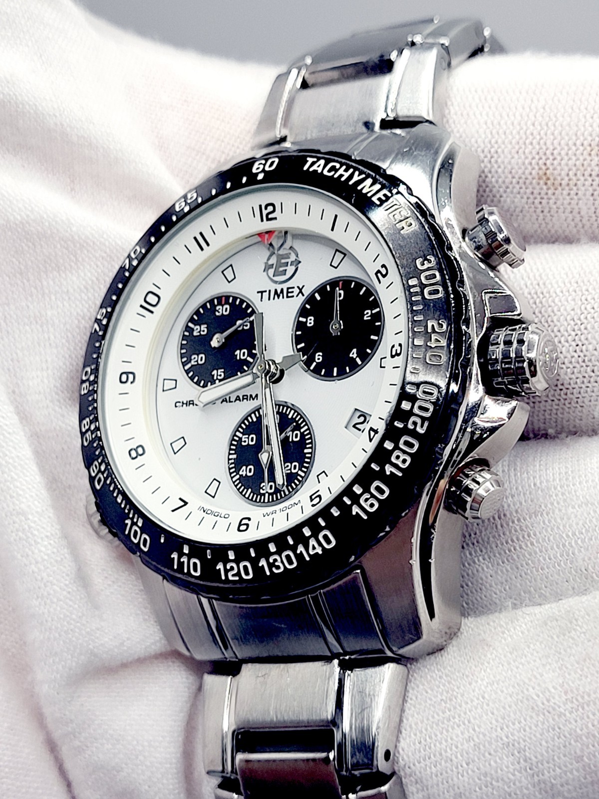 N MINT Timex Expedition T42331 Indiglo Chronograph Tachymeter Alarm watc G2U