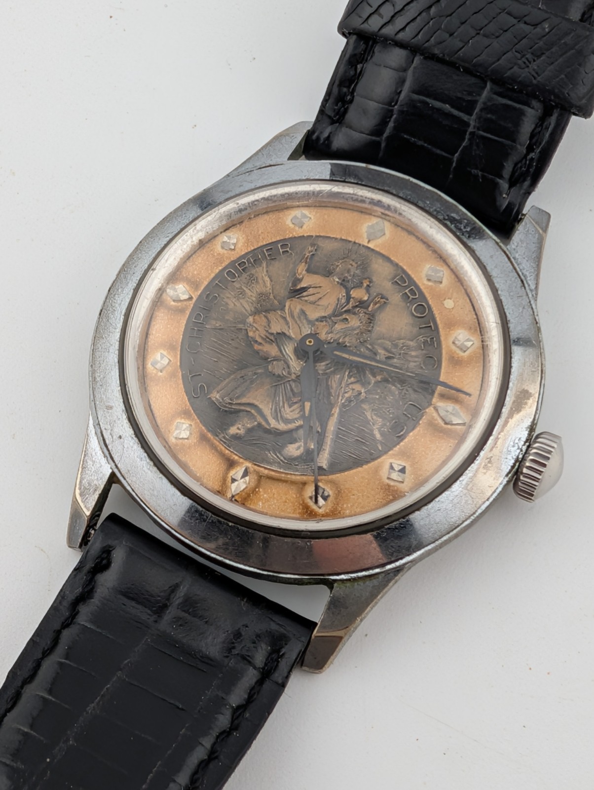 Vintage Benrus St. Christopher Protect Us Dial Men’s Watch 17 Jewels- Working