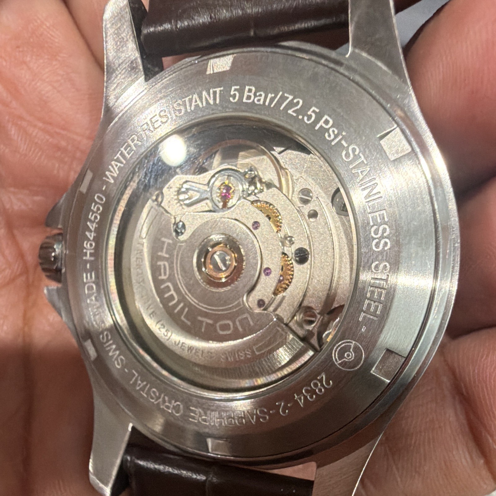 Hamilton Khaki Automatic Day-Date 40mm Silver Dial Brown Leather Strap Box