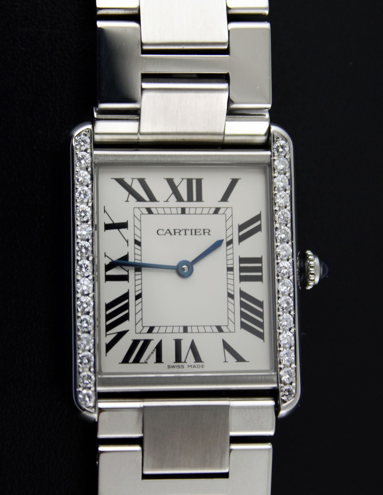 Cartier Tank Solo 3169 27mm Stainless Steel Diamond Quartz Watch