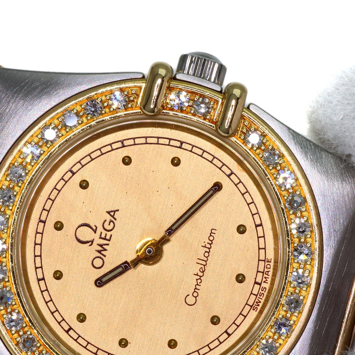 OMEGA Constellation Flat Bezel Diamond Watches Stainless Steel/SSxK18YG Ladies