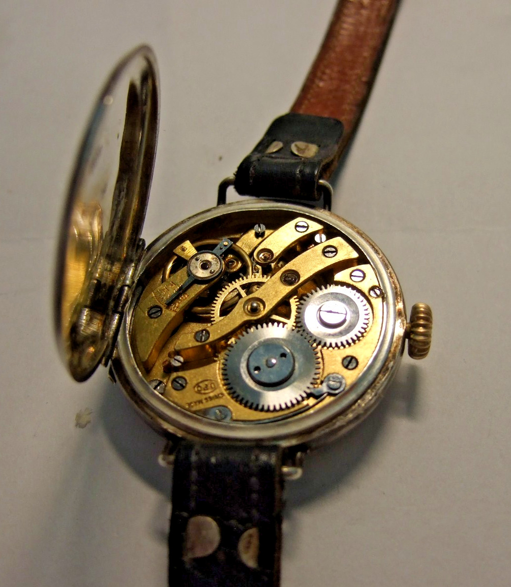 Antique WWI Era Swiss Sterling Silver Trench Watch – DFC Mechanical Cylinder Esc