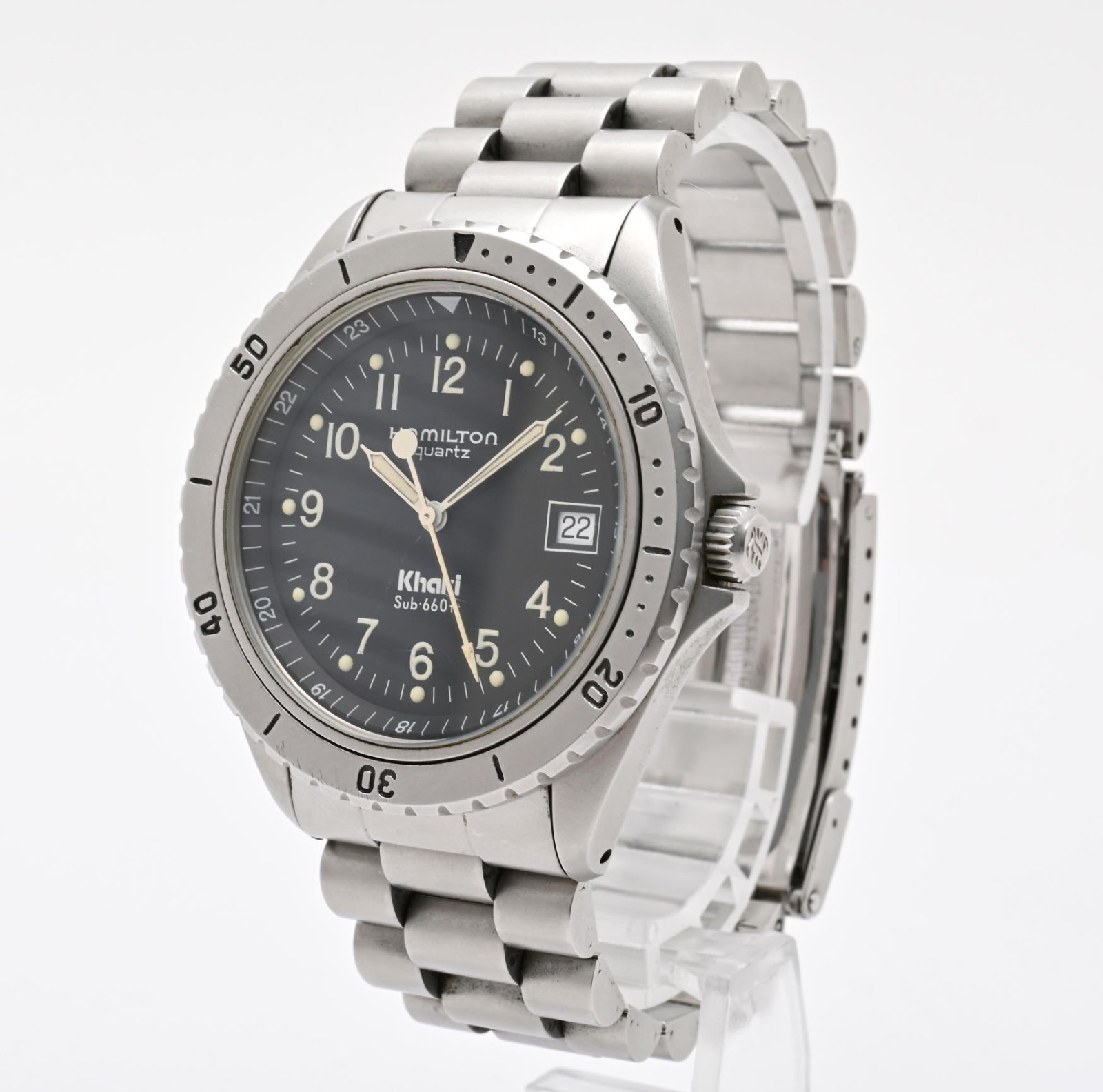 HAMILTON Khaki Sub 9745B 660ft Black Dial Quartz Men’s Watch JAPAN