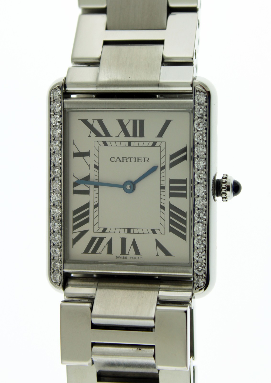 Cartier Tank Solo 3169 27mm Stainless Steel Diamond Quartz Watch