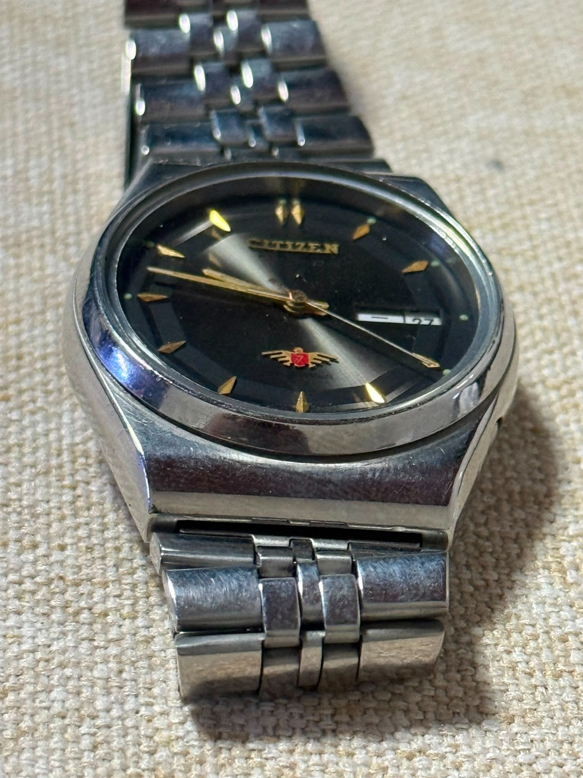 Vintage Citizen Eagle 7 Automatic 21 Jewels Black Dial Day Date Japan Watch JDM