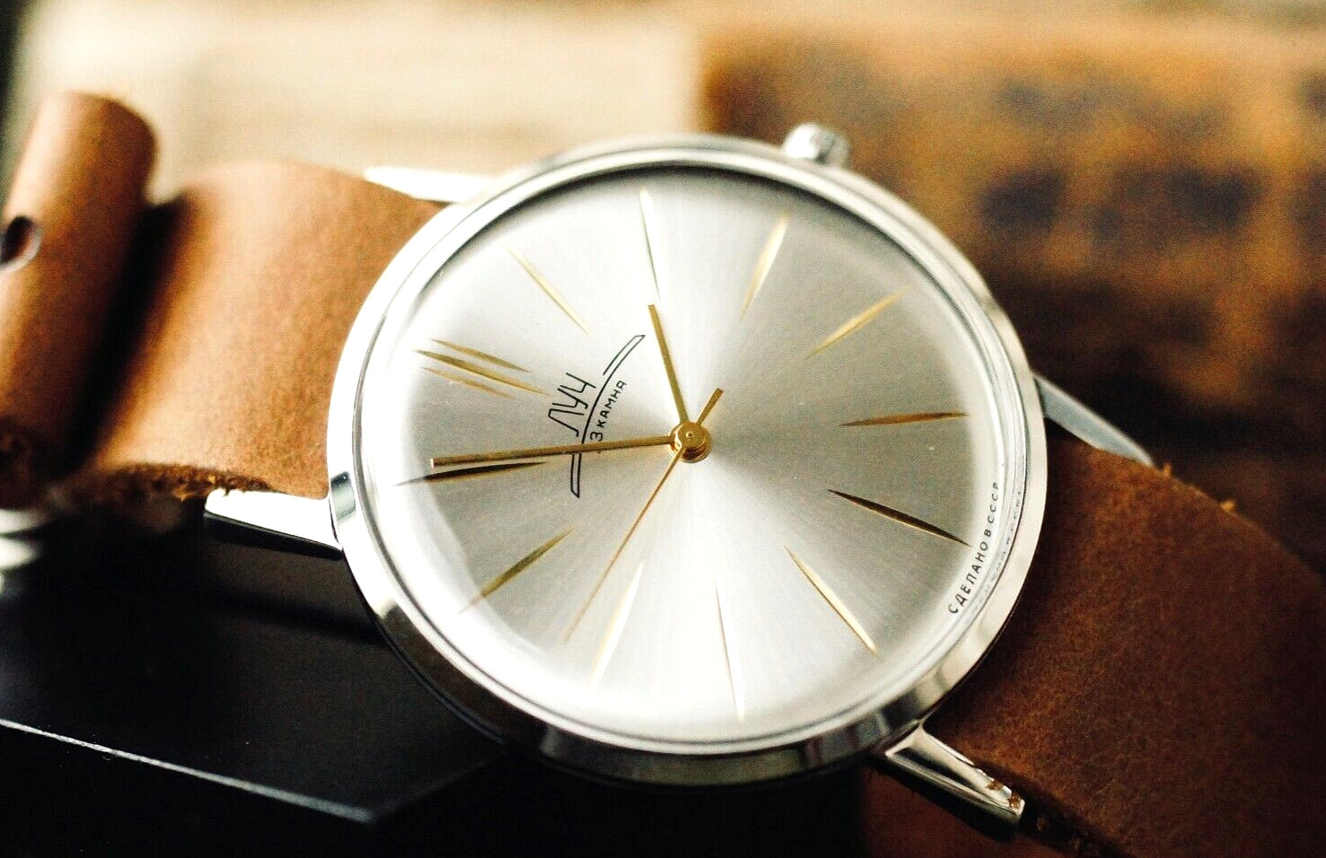 LUCH Ultra SLIM Watch Mechanical (POLJOT De Luxe) Men’s Leather Strap