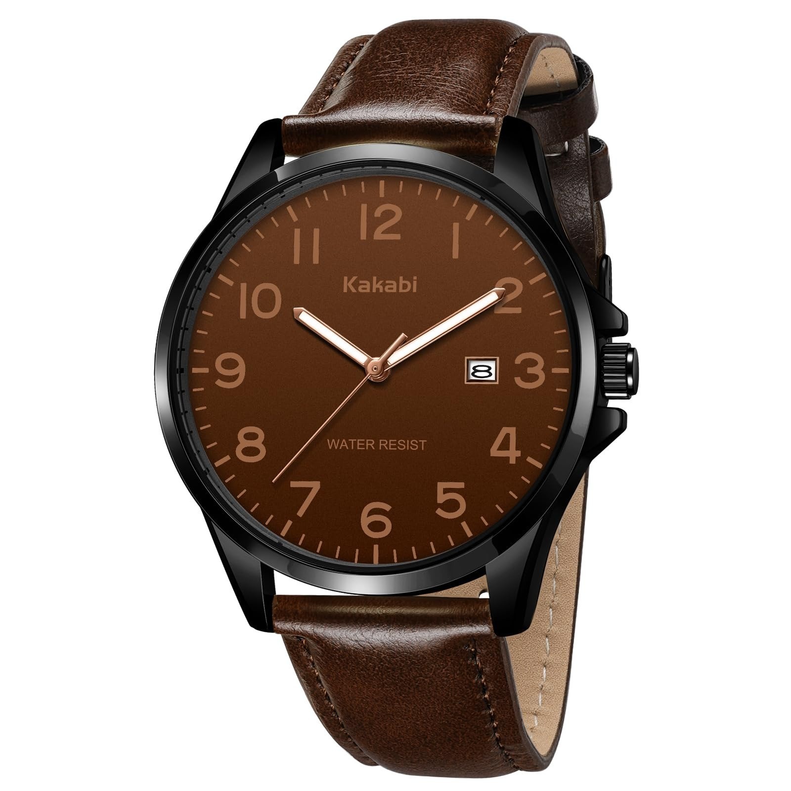 Kakabi Minimalist Men’s Waterproof Quartz Analog Watch with Leather Strap
